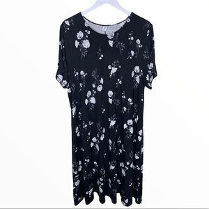 OLD NAVY Tall Swing Dress With Floral Print & Cap Sleeves Black Size XXL (2X)